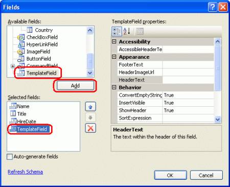 Ajouter un nouveau champ de modèle à GridView