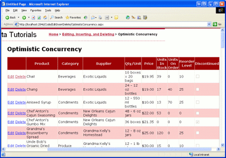 Les produits sont répertoriés dans un GridView