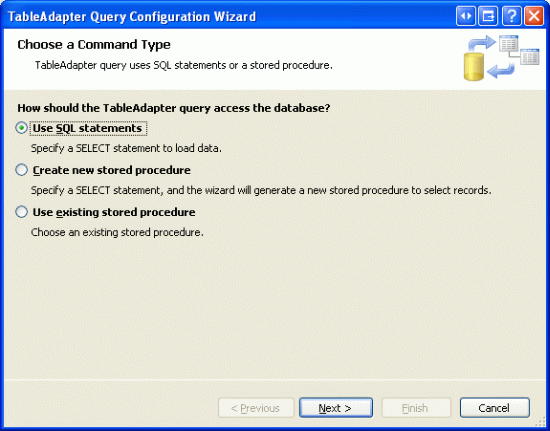 Sélectionner l’option Utiliser les instructions SQL