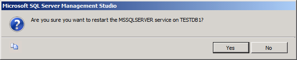 Dans la boîte de dialogue Microsoft SQL Server Management Studio, cliquez sur Oui.