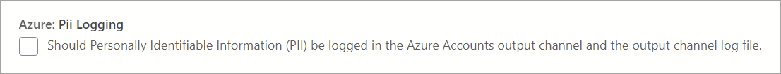 Capture d’écran de l’option de journalisation PII pour l’authentification Azure.