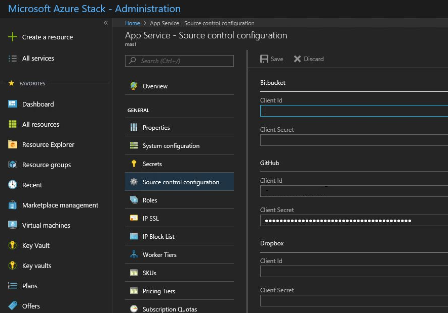 Configuration du contrôle de code source de l’administrateur du fournisseur de ressources App Service