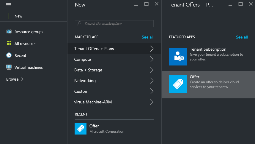 Créer une offre dans le portail utilisateur Azure Stack Hub