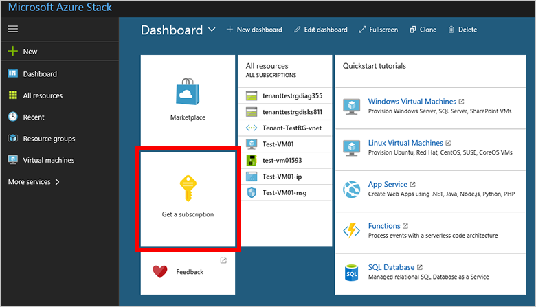 Souscrire un abonnement dans le portail utilisateur Azure Stack Hub