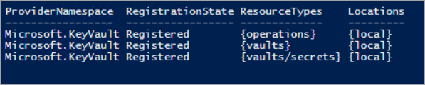 État d’inscription du coffre de clés dans PowerShell