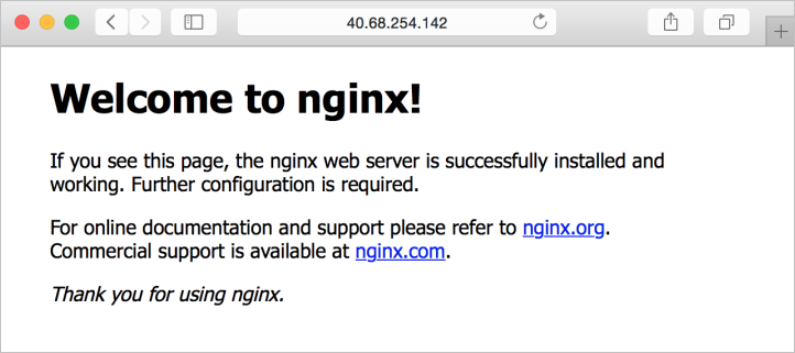 Page d’accueil du serveur web NGINX