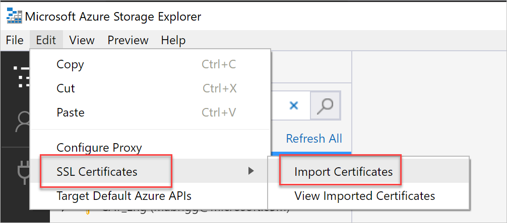 Importer le certificat dans l’Explorateur Stockage