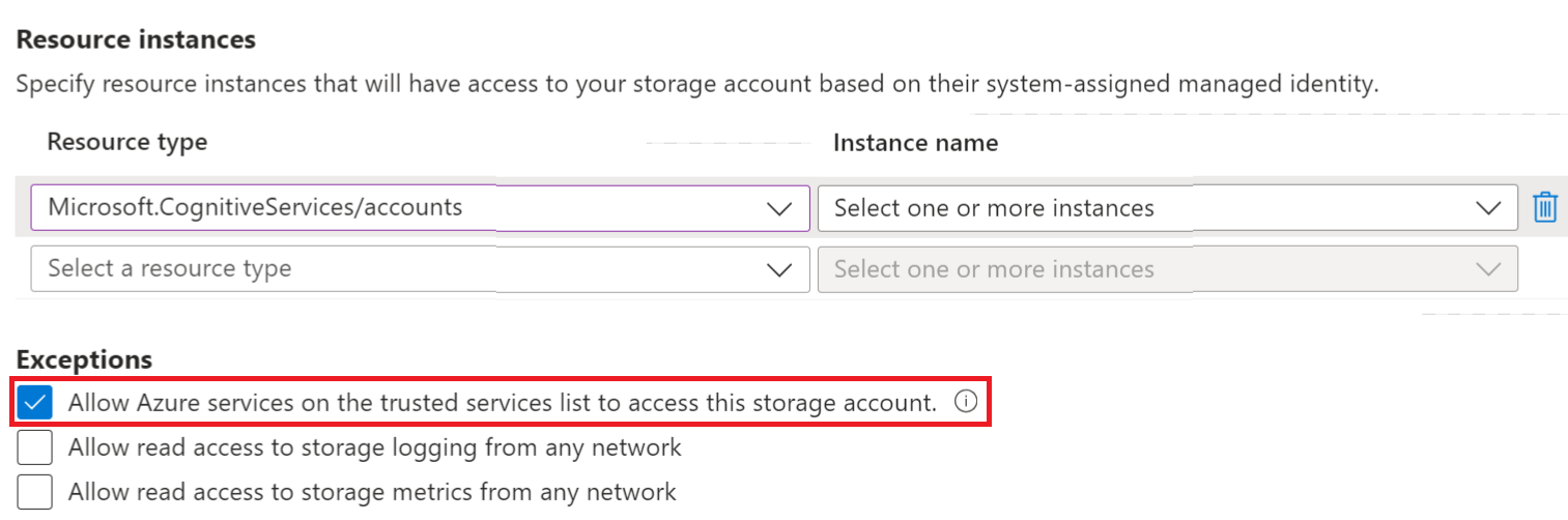 Capture d’écran montrant la case à cocher Autoriser les services approuvés dans le portail Azure.