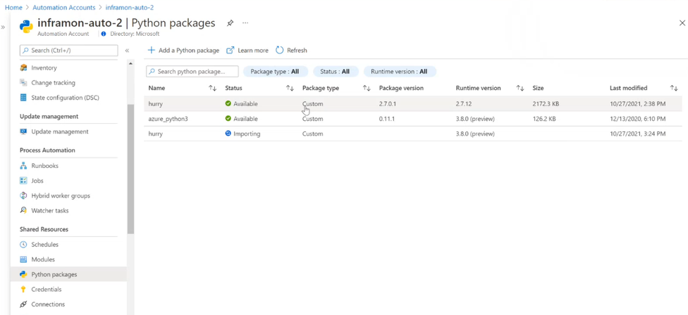 Capture d’écran montrant la page Packages Python 3.8 après l’importation d’un package.