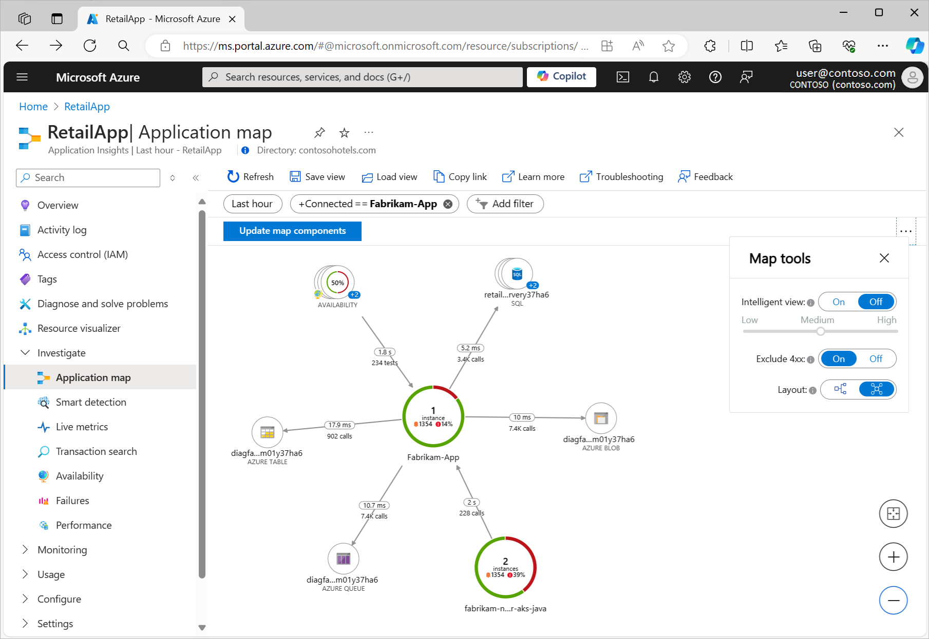 Capture d’écran montrant le chargement initial d’une cartographie d’application dans le portail Azure.