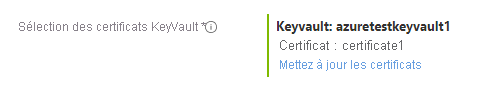 Microsoft.KeyVault.KeyVaultCertificateSelector afficher le certificat sélectionné