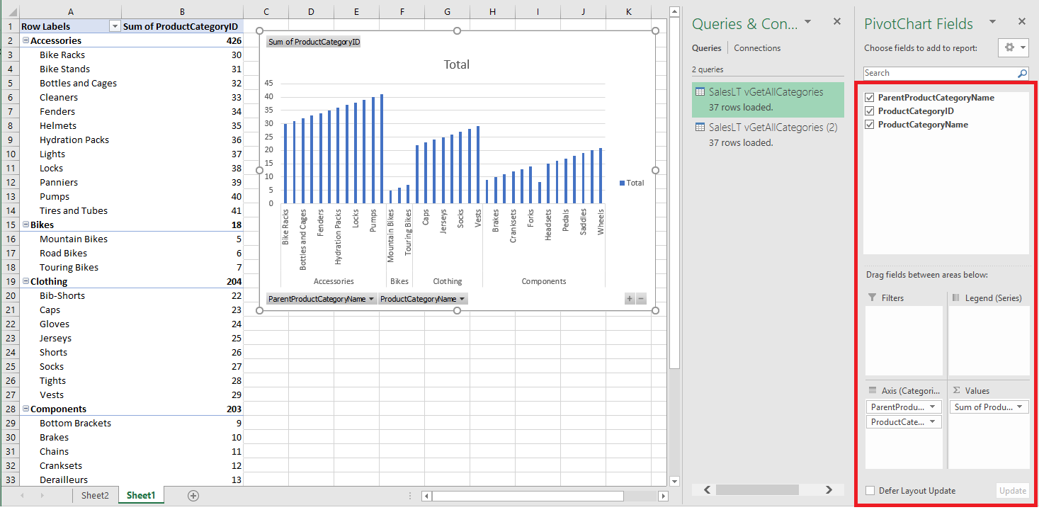 Configurez le rapport de base de données.