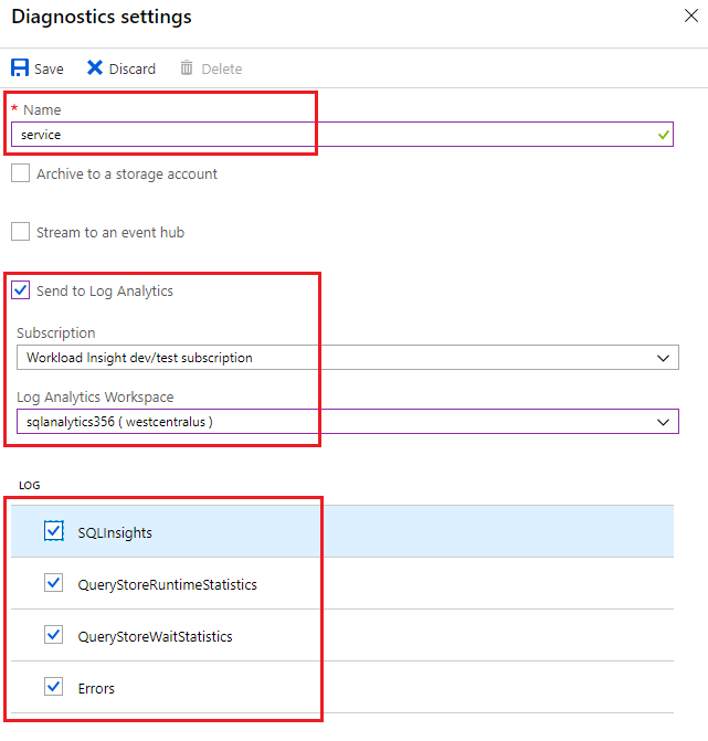 Configurez les diagnostics pour les bases de données d’instance.