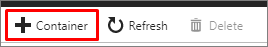 Capture d’écran montrant l’icône Créer un conteneur d’objets blob.