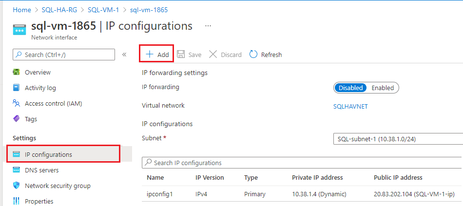 Configurations IP