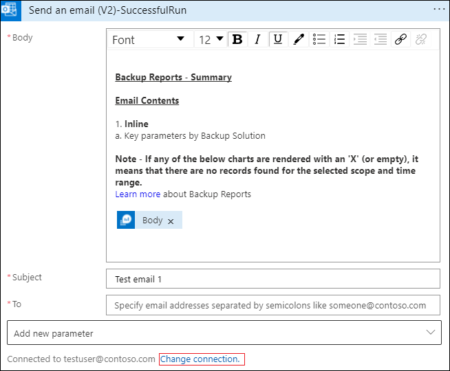 Capture d’écran montrant l’option Changer la connexion d’Office 365.