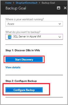 Objectif de sauvegarde - SQL Server dans une machine virtuelle Azure