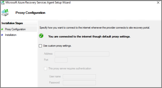 Configuration du proxy