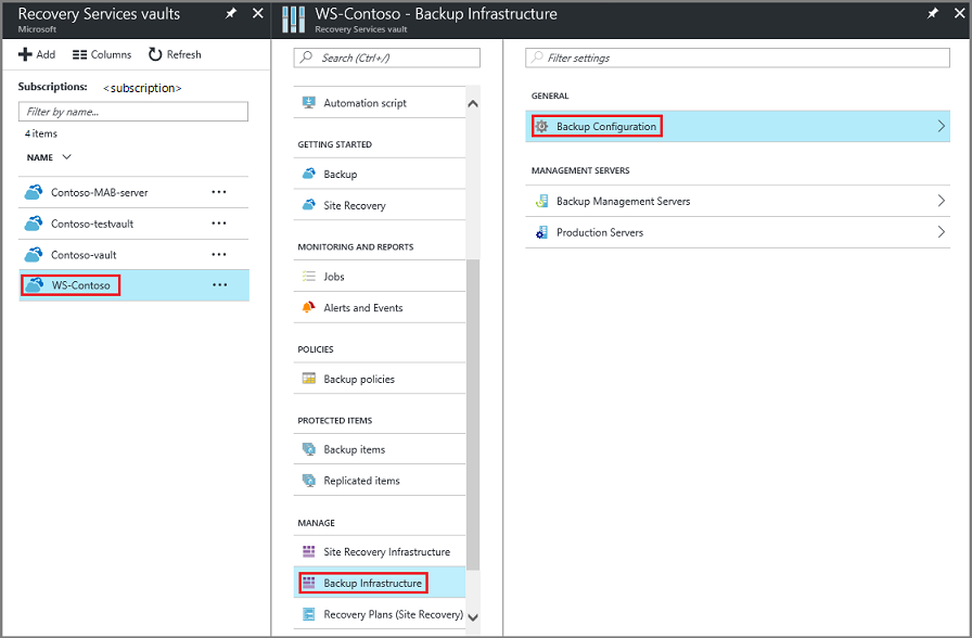 Capture d’écran montrant comment définir la configuration de stockage du nouveau coffre.