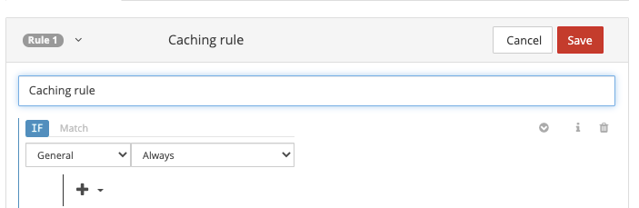 Capture d’écran de la condition de correspondance de règle CDN.