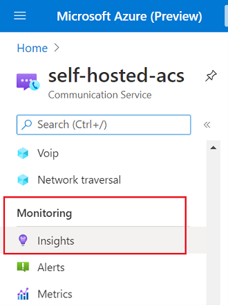 Capture d’écran du panneau de navigation Insights.