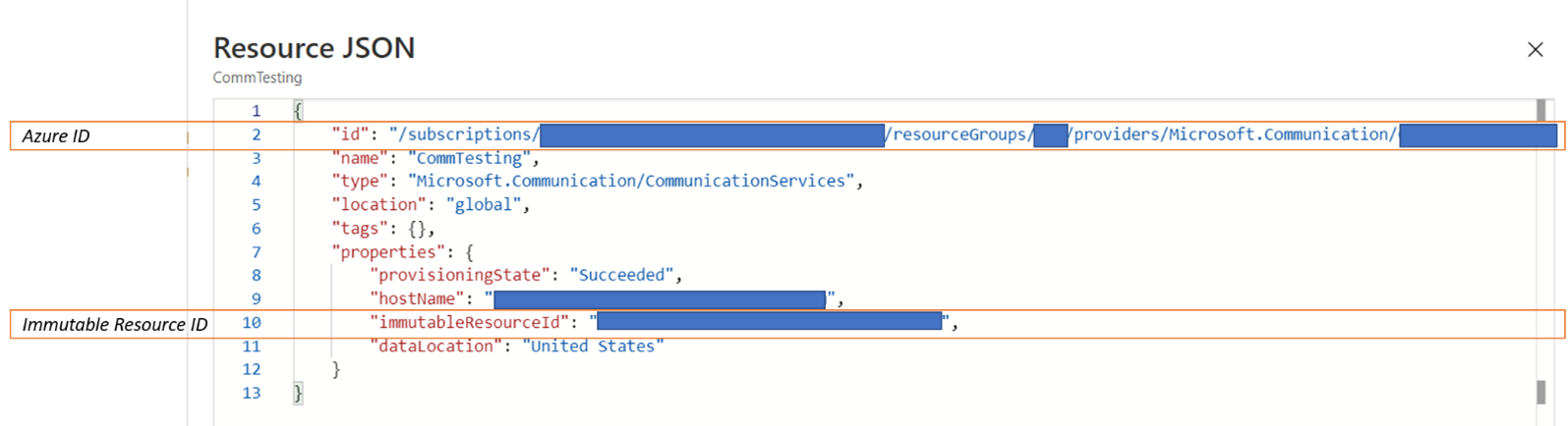 Capture d’écran montrant la sélection des propriétés JSON.