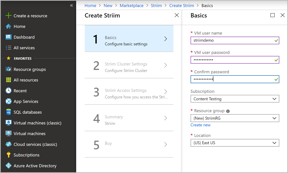 Configurer les paramètres de base pour Striim