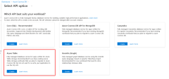 Capture d’écran montrant l’option Azure Table comme option appropriée à sélectionner.