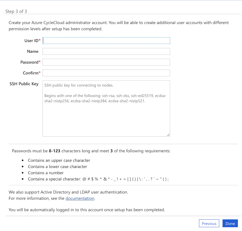 Configuration du compte administrateur