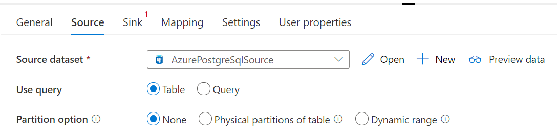 Capture d’écran représentant les options de partition