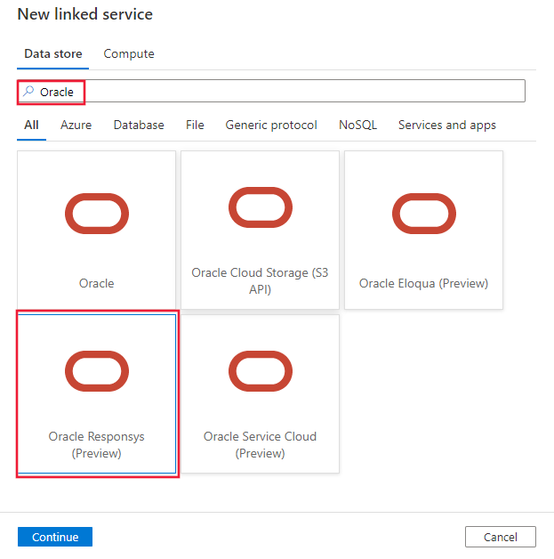 Capture d’écran du connecteur Oracle Responsys.