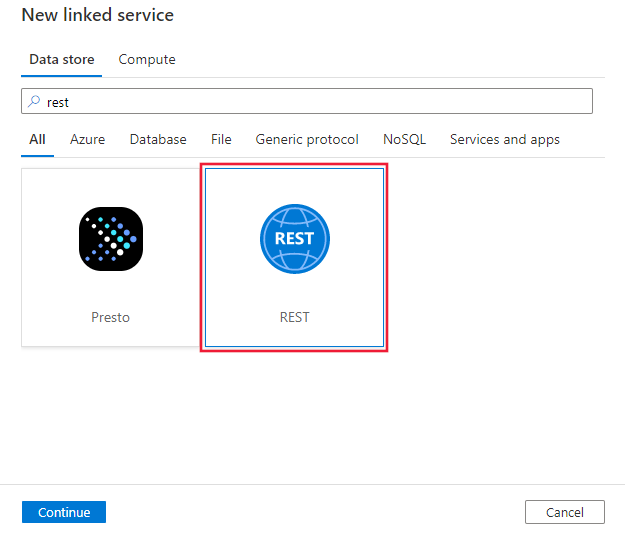 Sélectionnez le connecteur REST.