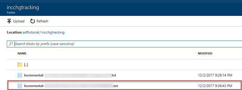 Fichier de sortie de la copie incrémentielle