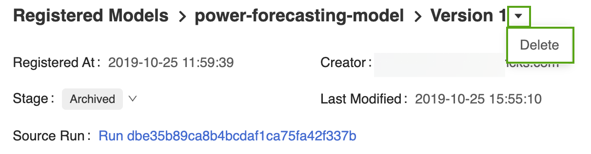 Supprimer une version de modèle