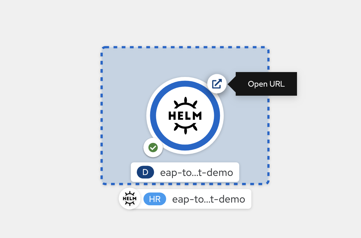 Capture d’écran de l’application ouverte dans la console OpenShift.