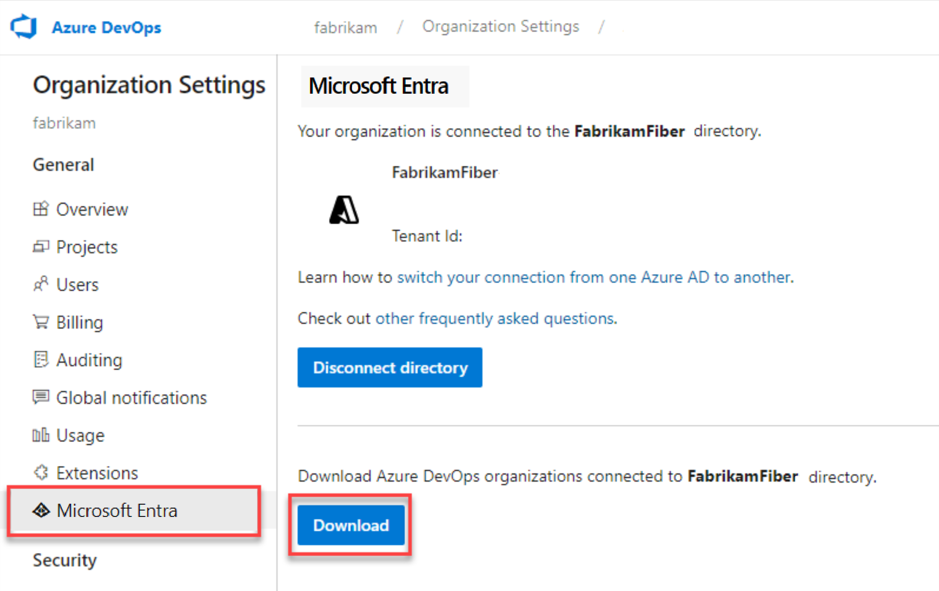 Sélectionnez l’ID Microsoft Entra, puis téléchargez