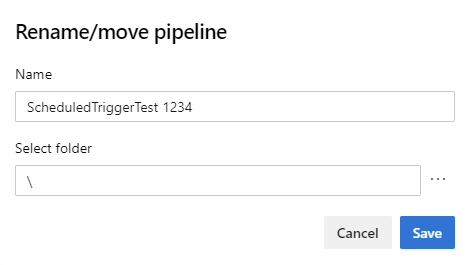 Capture d’écran de la page Renommer ou déplacer le pipeline.