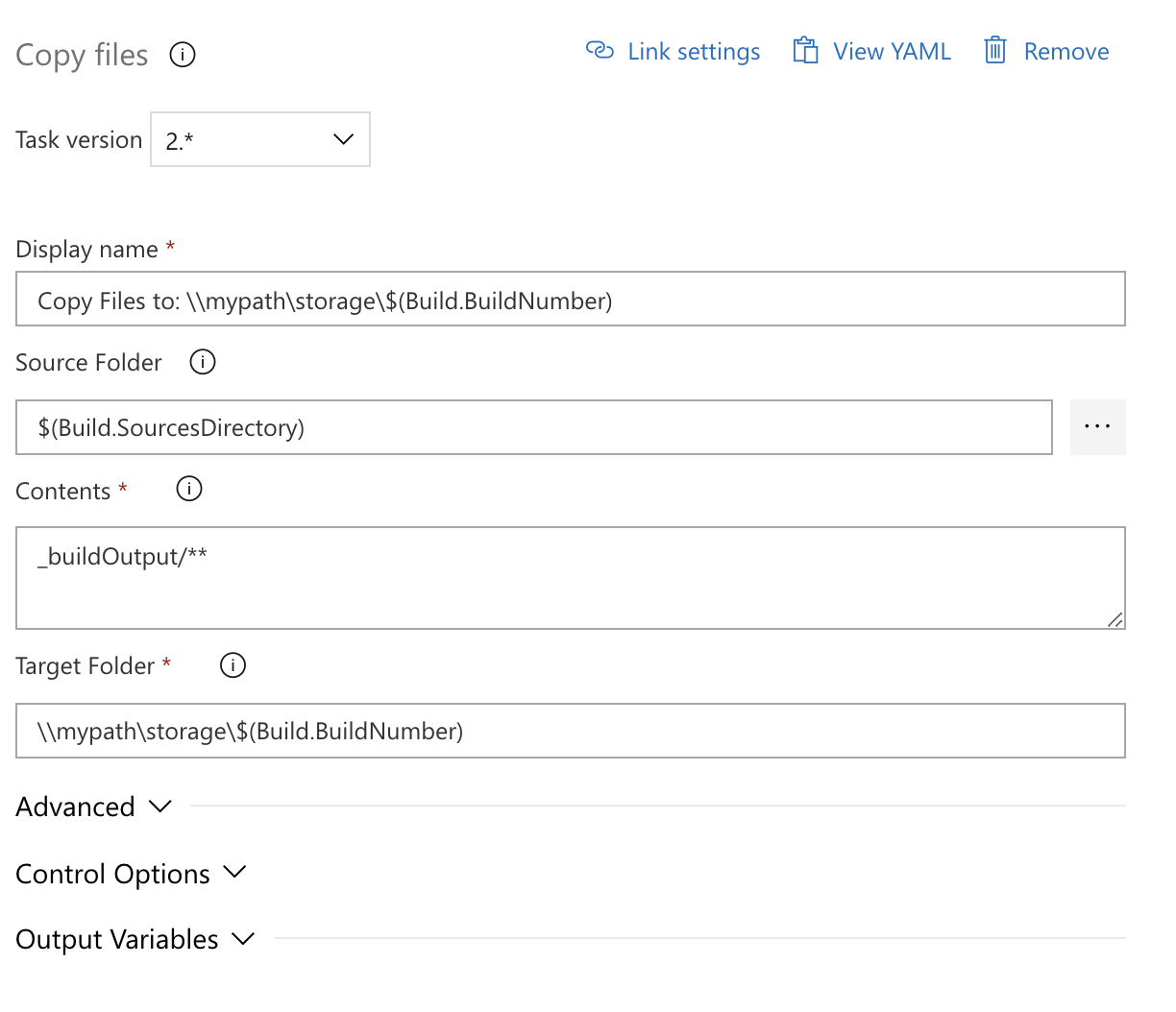 configurer Copier des fichiers