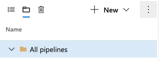 Capture d'écran montrant la sélection du dossier de toutes les pipelines de versions.