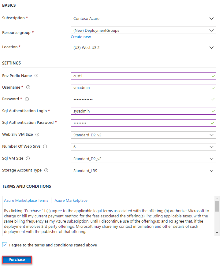 Capture d'écran montrant comment configurer votre environnement de déploiement Azure.