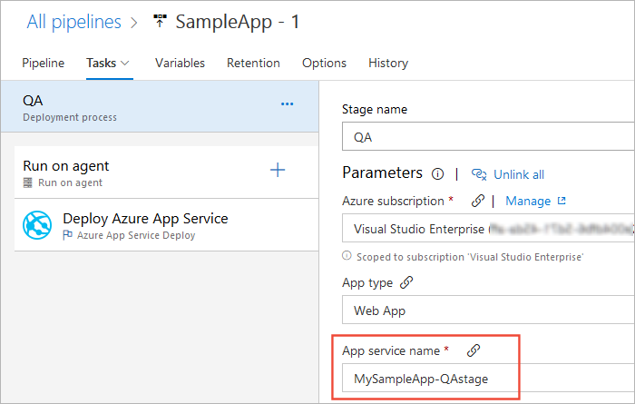 Utilisation de la tâche Déployer Azure App Service