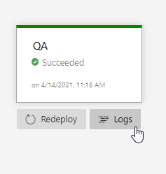 Capture d’écran montrant comment accéder aux journaux de déploiement.
