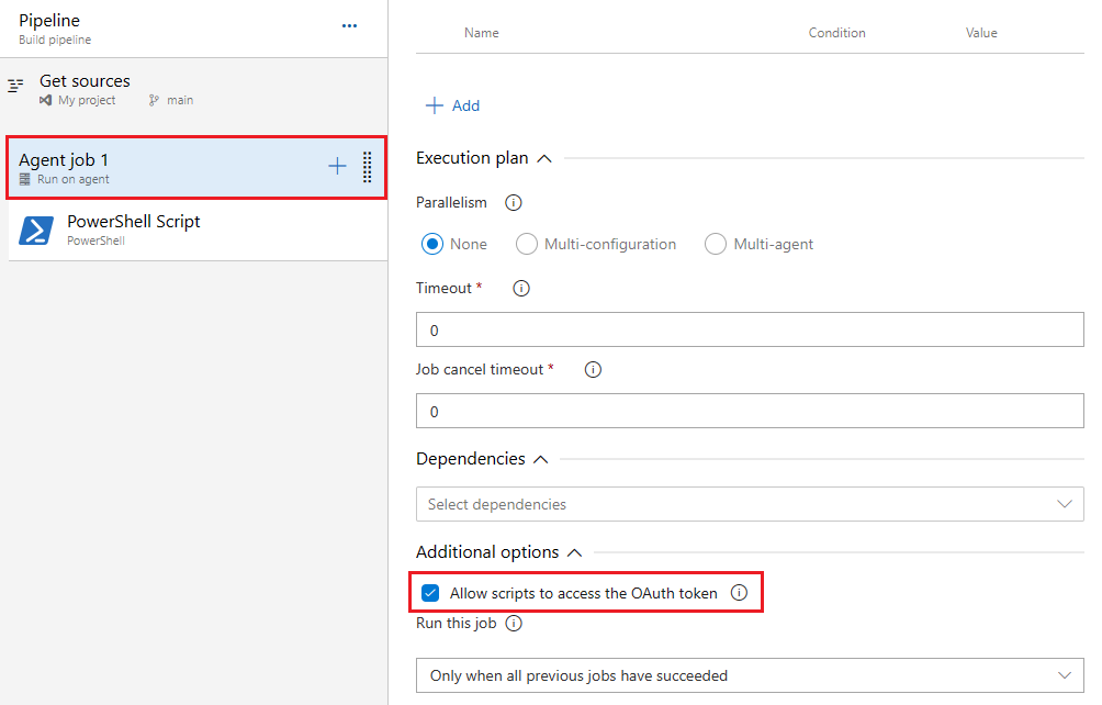 Capture d’écran de l’activation de l’accès aux jetons OAuth pour les scripts.