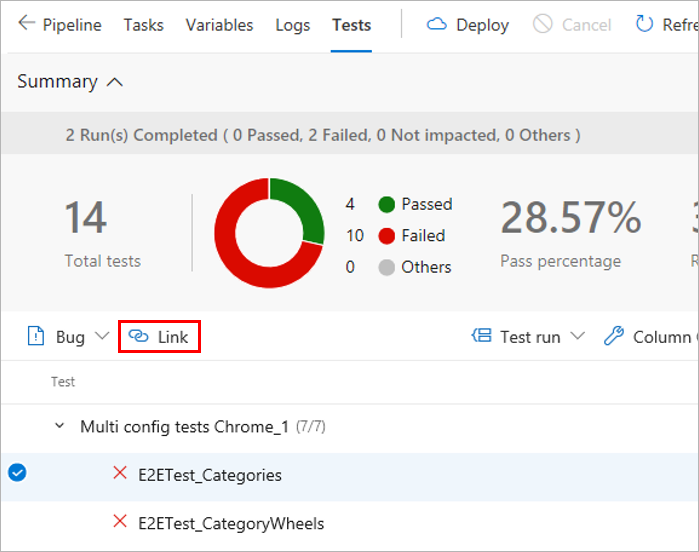 Sélectionner des tests à lier aux exigences