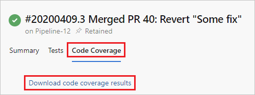 Afficher et télécharger les résultats sous l’onglet Couverture du code.