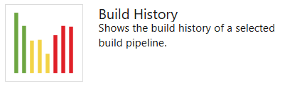 Capture d’écran montrant le widget d’historique de build qui inclut une icône et une description.