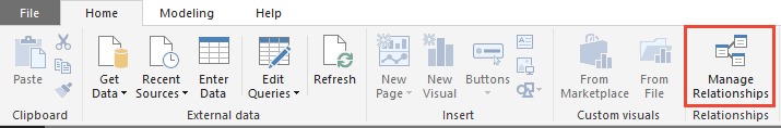 Power BI Desktop, Accueil, Gérer les relations
