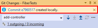 Capture d’écran affichant le lien des détails de validation dans la fenêtre « Modifications Git » dans Visual Studio.