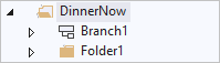 Capture d’écran montrant une icône de branche et une icône de dossier.