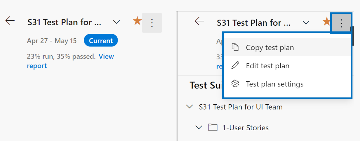 page d’en-tête du plan de test